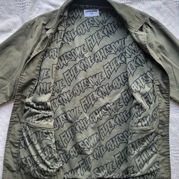 FA Skater Field Style Button Up Patched Graphic Art Jacket - Nude Women - Picture 6 of 12